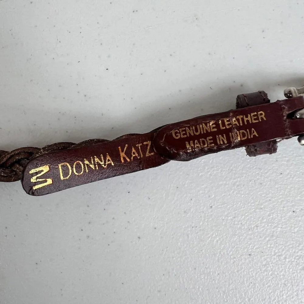 Donna Katz Women's Brown Braided Skinny Belt Genuine Leather Size M